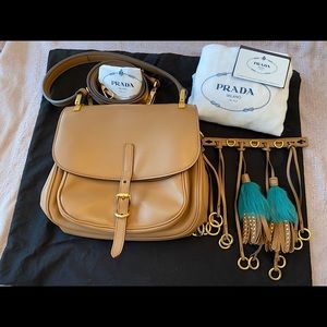 Prada City Calf Fringe Corsaire Purse